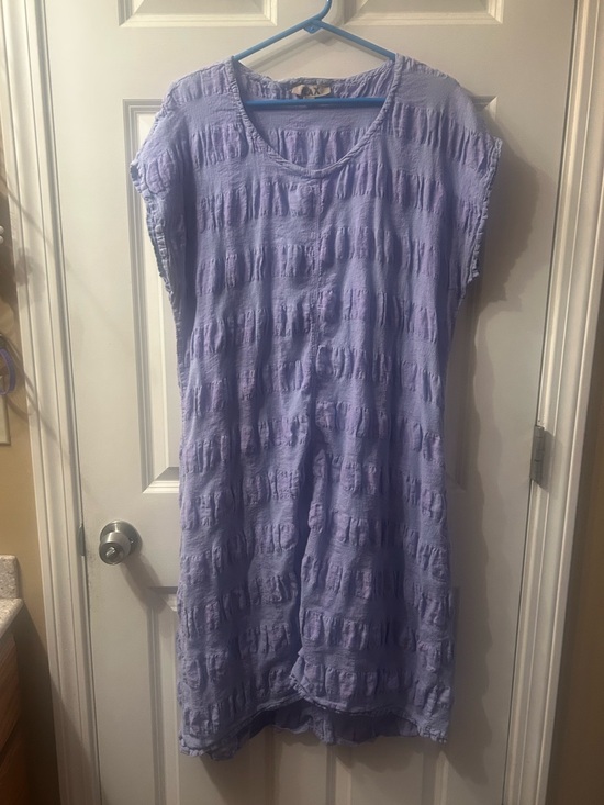 Flax Dresses & Skirts - Flax Lavender Textured Short Sleeve Midi Dress